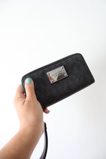 Michael Kors Jet Set Black Logo Corner Zip Wallet