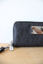 Michael Kors Jet Set Black Logo Corner Zip Wallet