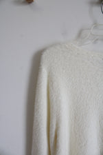 Talbots Cream Fuzzy Sequined Sweater | L