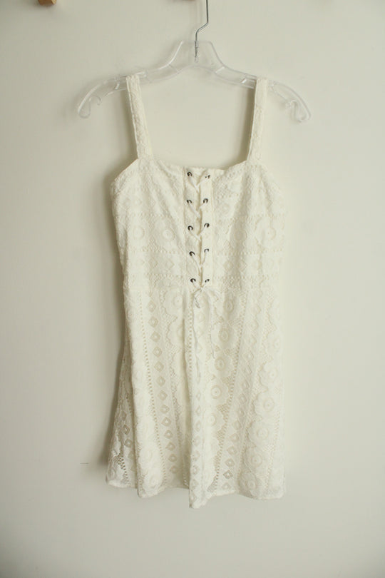 Aeropostale White Eyelet Lace Corset-style Mini Dress | M