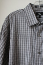 Calvin Klein Gray Plaid Button Down Shirt | XL