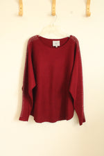 Liv Milano Red Dolman Sleeve Sweater with Silver Beading | L