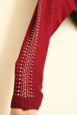 Liv Milano Red Dolman Sleeve Sweater with Silver Beading | L