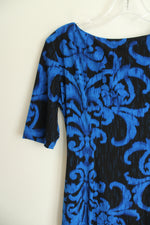 Connected Apparel Black and Blue Ruched Dress | 4P