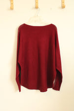 Liv Milano Red Dolman Sleeve Sweater with Silver Beading | L