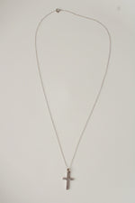 14K White Gold Cross Pendant Necklace