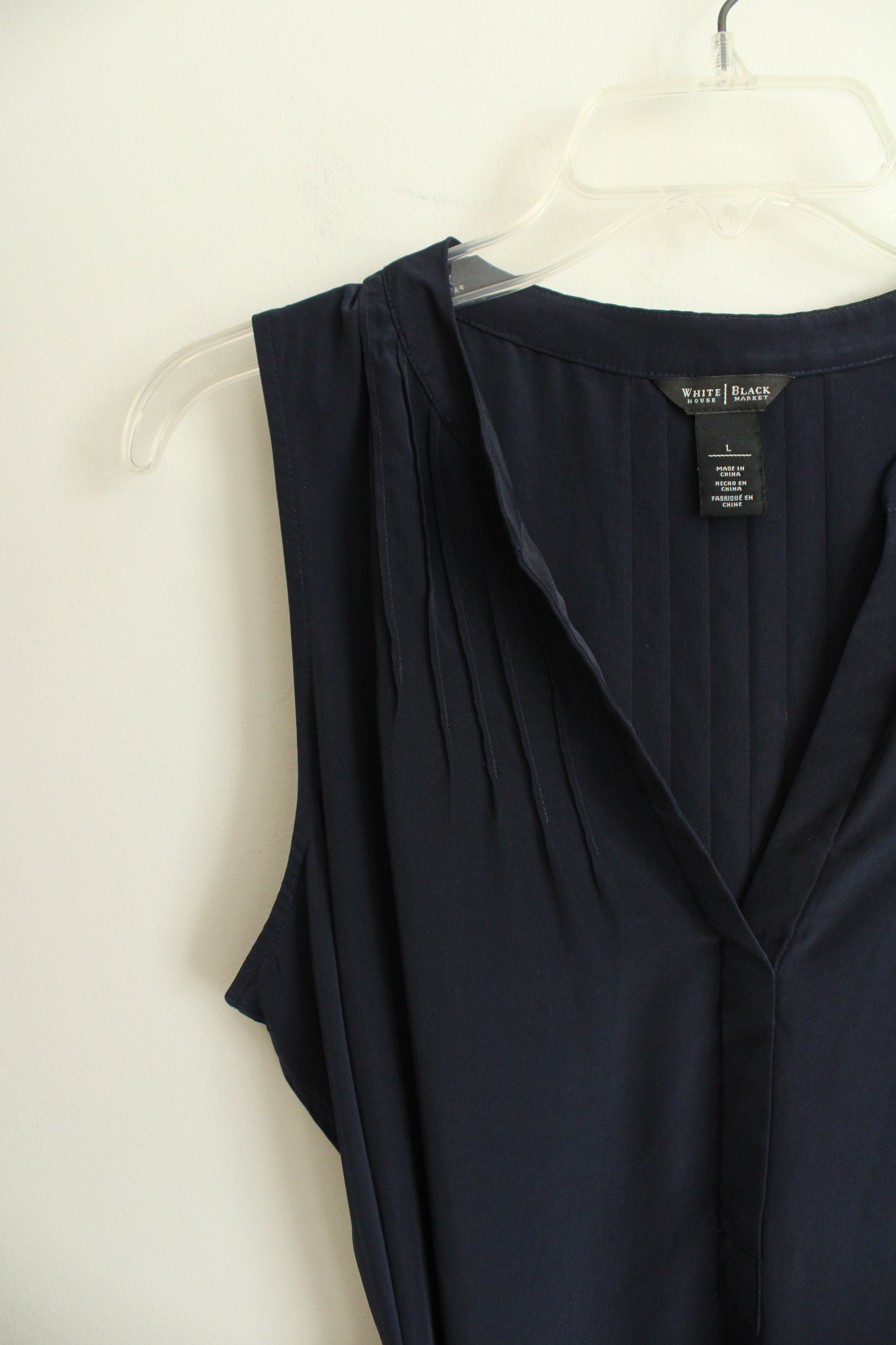 White House Black Market Navy Blue V-neck Tie Waist Dress | L  Jubilee  Thrift
