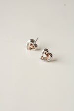 10K White & Rose Gold Heart Stud Earrings