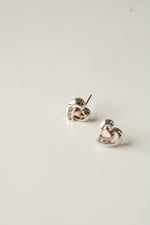 10K White & Rose Gold Heart Stud Earrings