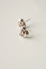 10K White & Rose Gold Heart Stud Earrings