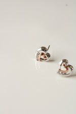 10K White & Rose Gold Heart Stud Earrings