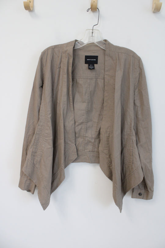 DKNY Jeans Brown Linen Blend Cardigan | S