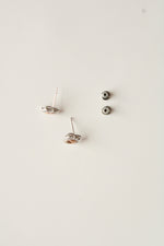 10K White & Rose Gold Heart Stud Earrings