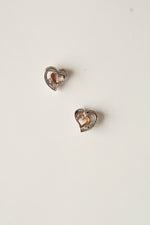 10K White & Rose Gold Heart Stud Earrings