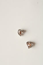 10K White & Rose Gold Heart Stud Earrings