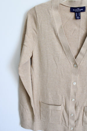 The Outfitters By Lands' End Tan Knit Cardigan | XS