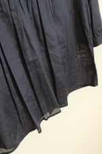 NEW Theory Navy Cotton Pleated 3Q Sleeve Tunic | S