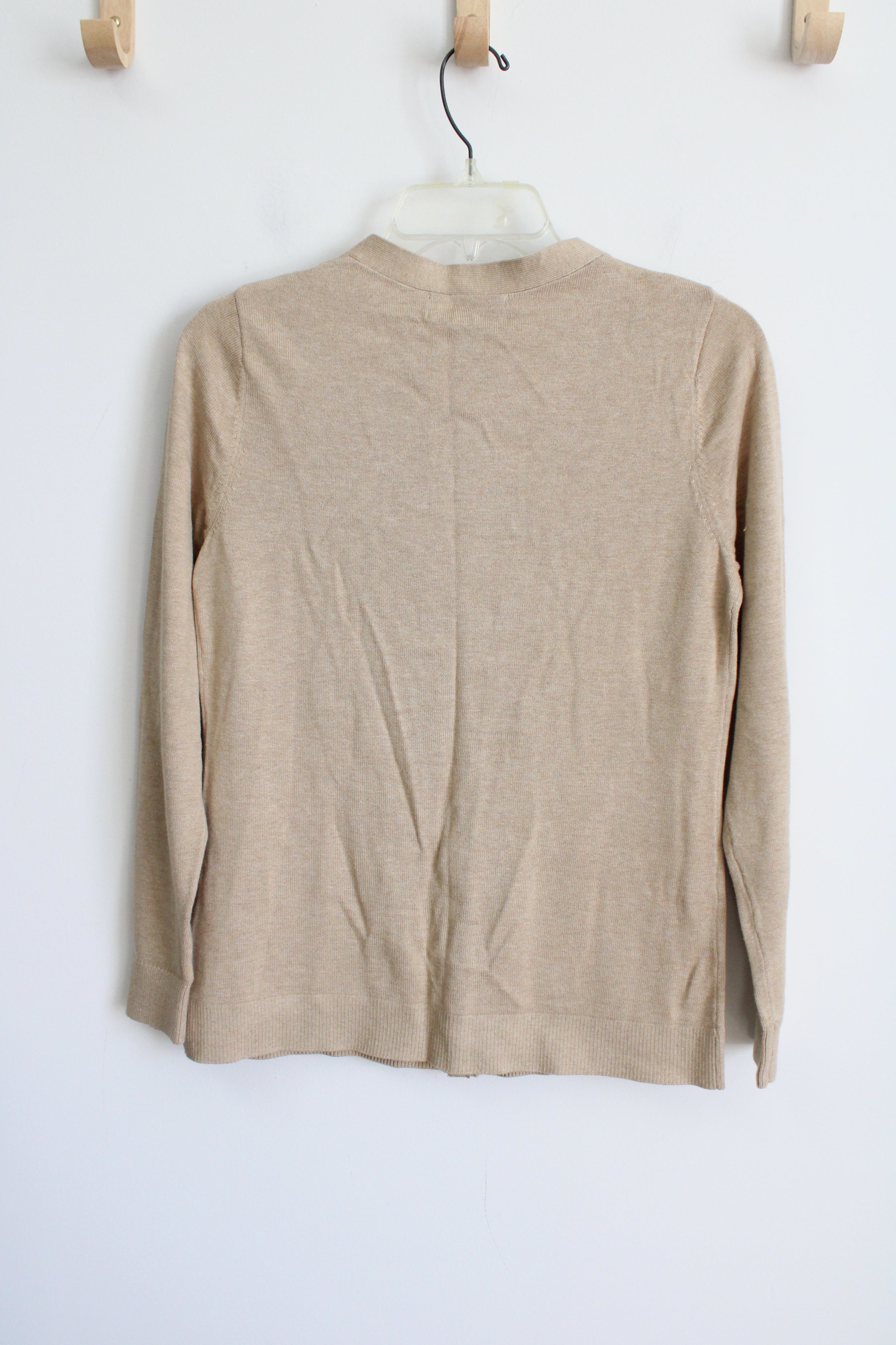 The Outfitters By Lands' End Tan Knit Cardigan | XS