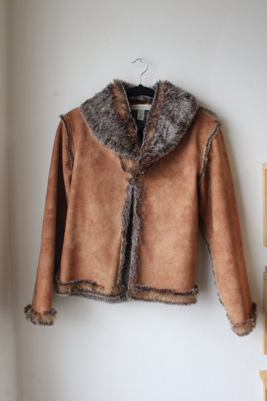 Lord & Taylor Vegan Suede & Fur Jacket | S/M