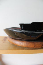 Vintage California Pottery Orange Glazed Pottery Divided Appetizer Serving Tray