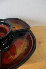 Vintage California Pottery Orange Glazed Pottery Divided Appetizer Serving Tray