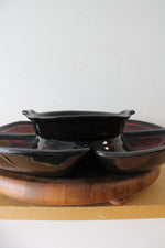 Vintage California Pottery Orange Glazed Pottery Divided Appetizer Serving Tray