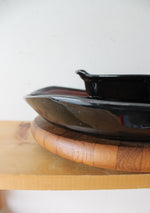 Vintage California Pottery Orange Glazed Pottery Divided Appetizer Serving Tray