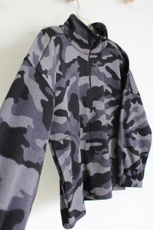 Old Navy Gray Black Camo 1/4 Zip Fleece Lined Sweatshirt | 14/16
