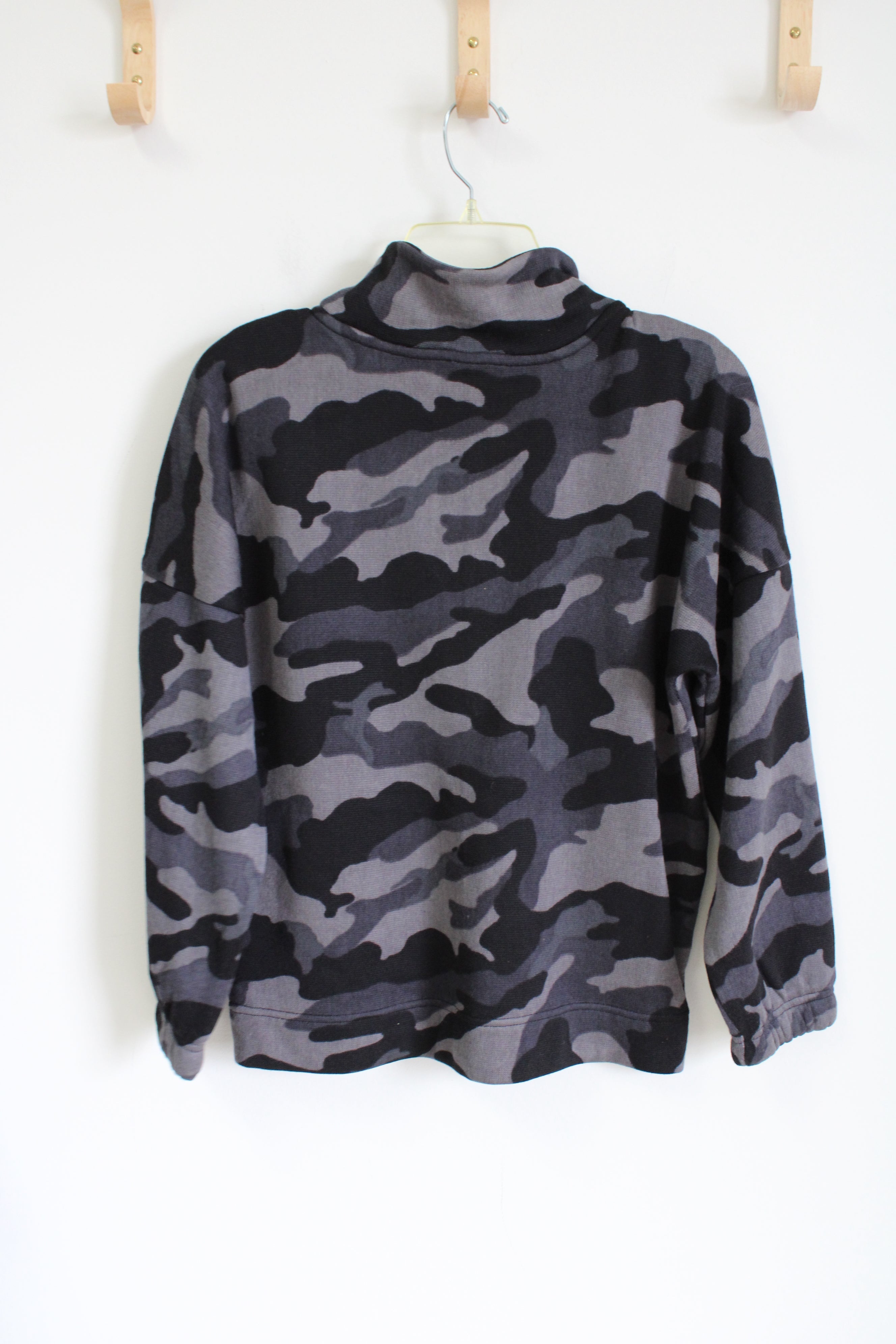 Old Navy Gray Black Camo 1/4 Zip Fleece Lined Sweatshirt | 14/16