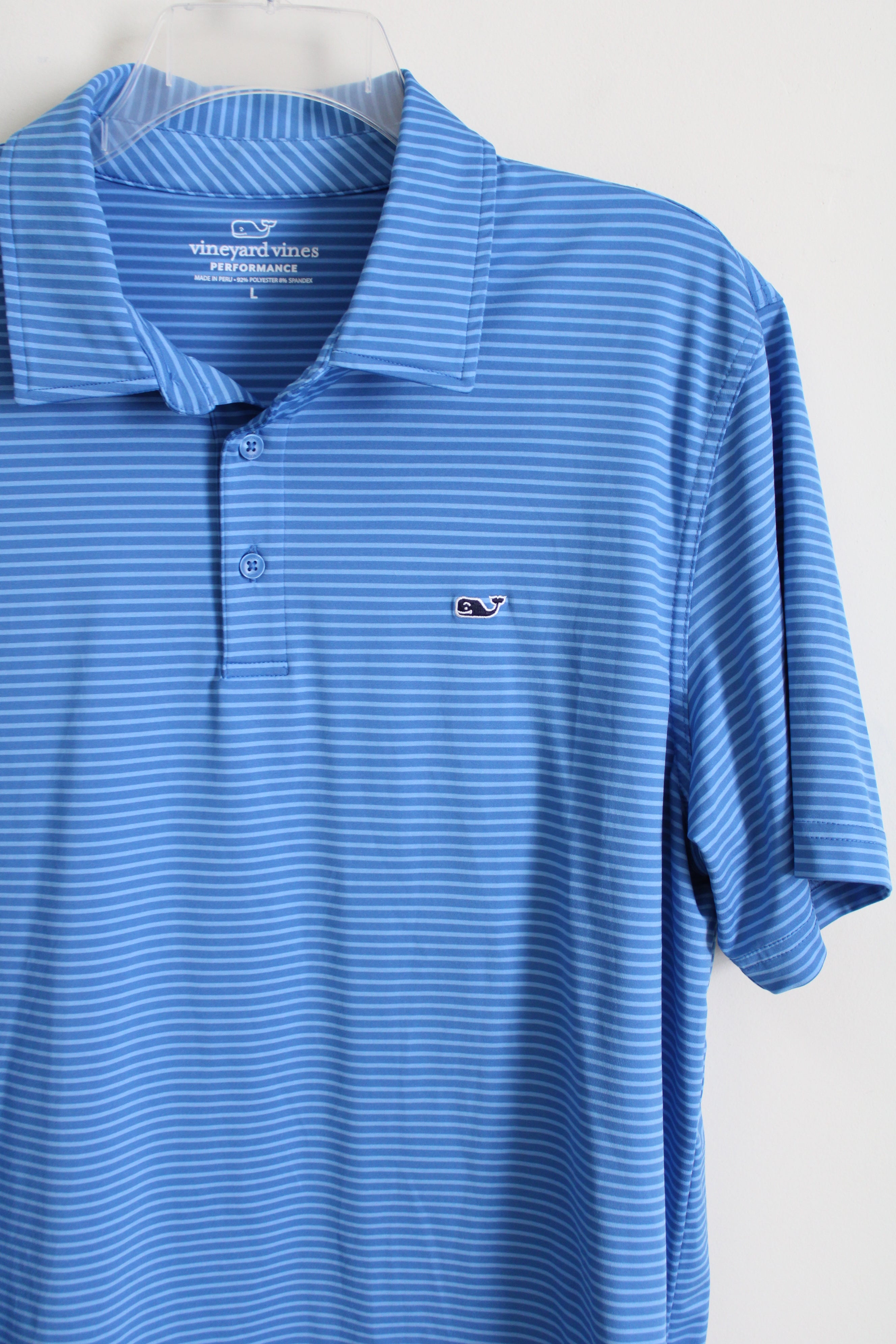 Vineyard Vines Blue Striped Polo Shirt | L