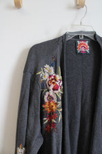 Johnny Was Gray Embroidered Floral Cardigan | 0X