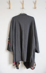 Johnny Was Gray Embroidered Floral Cardigan | 0X