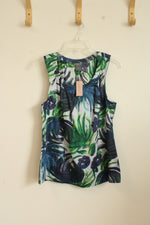 NEW Ann Taylor Blue & Green Cotton Floral Tank Top | 12P