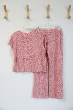 Wonder Nation Pink & White Heart Ribbed Shirt & Pants Set | Youth XL (14/16)