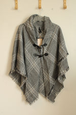 NEW Altare Gray Plaid Flannel Poncho | OSFM