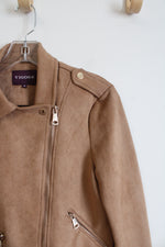 Vigoss Tan Faux Suede Moto Jacket | S