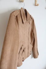 Vigoss Tan Faux Suede Moto Jacket | S