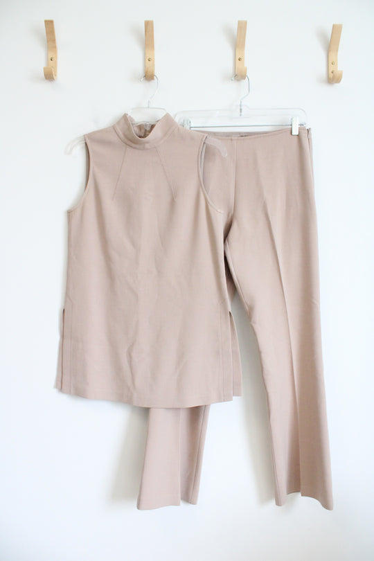 Trina Turk Tan Two-Piece Jaya Tunic Mock Neck Top & Pant Set | 2