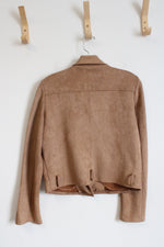 Vigoss Tan Faux Suede Moto Jacket | S