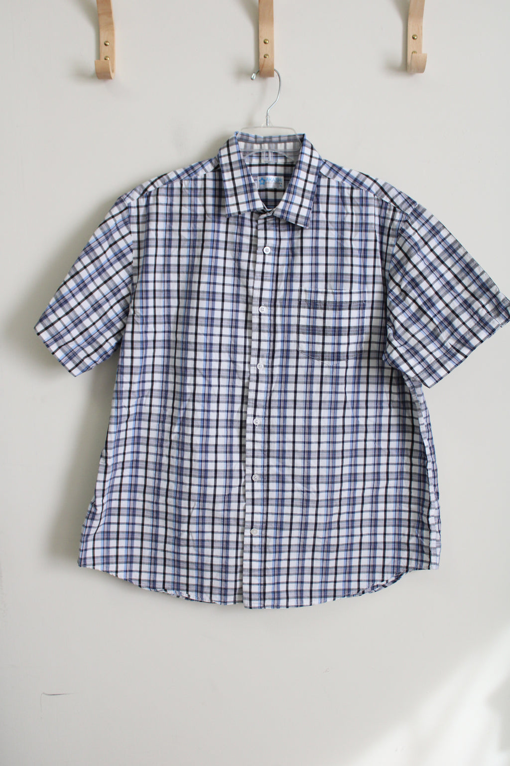 Akashi Collection Blue Black Plaid Button Down Shirt | XL