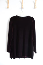 Apostrophe Wine Red Velvet Long Sleeved Button Down Top | L