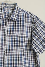 Akashi Collection Blue Black Plaid Button Down Shirt | XL