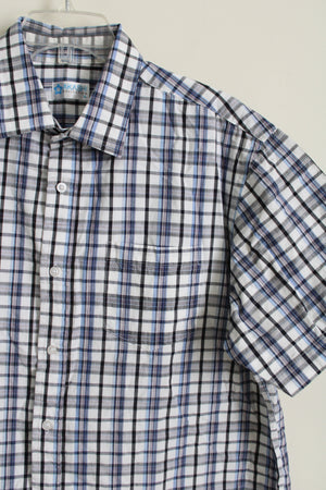 Akashi Collection Blue Black Plaid Button Down Shirt | XL