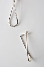 Sterling Silver Kidney Shaped Oblong Hoop Earrings