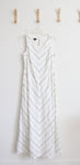NEW Talbots Blue & White Chevron Linen Blend Maxi Dress | 8