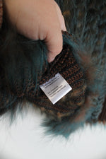 Dana Stein Talk Of The Walk Brown & Blue Rabbit Fur Vest | L