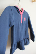 NEW Carhartt Blue & Pink Fleece Lined Hooded Pullover | 2T