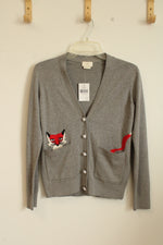 NEW Kate Spade Gray Fox Button Down Cardigan | XS