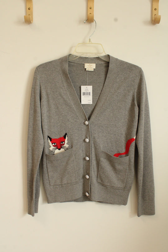 NEW Kate Spade Gray Fox Button Down Cardigan | XS