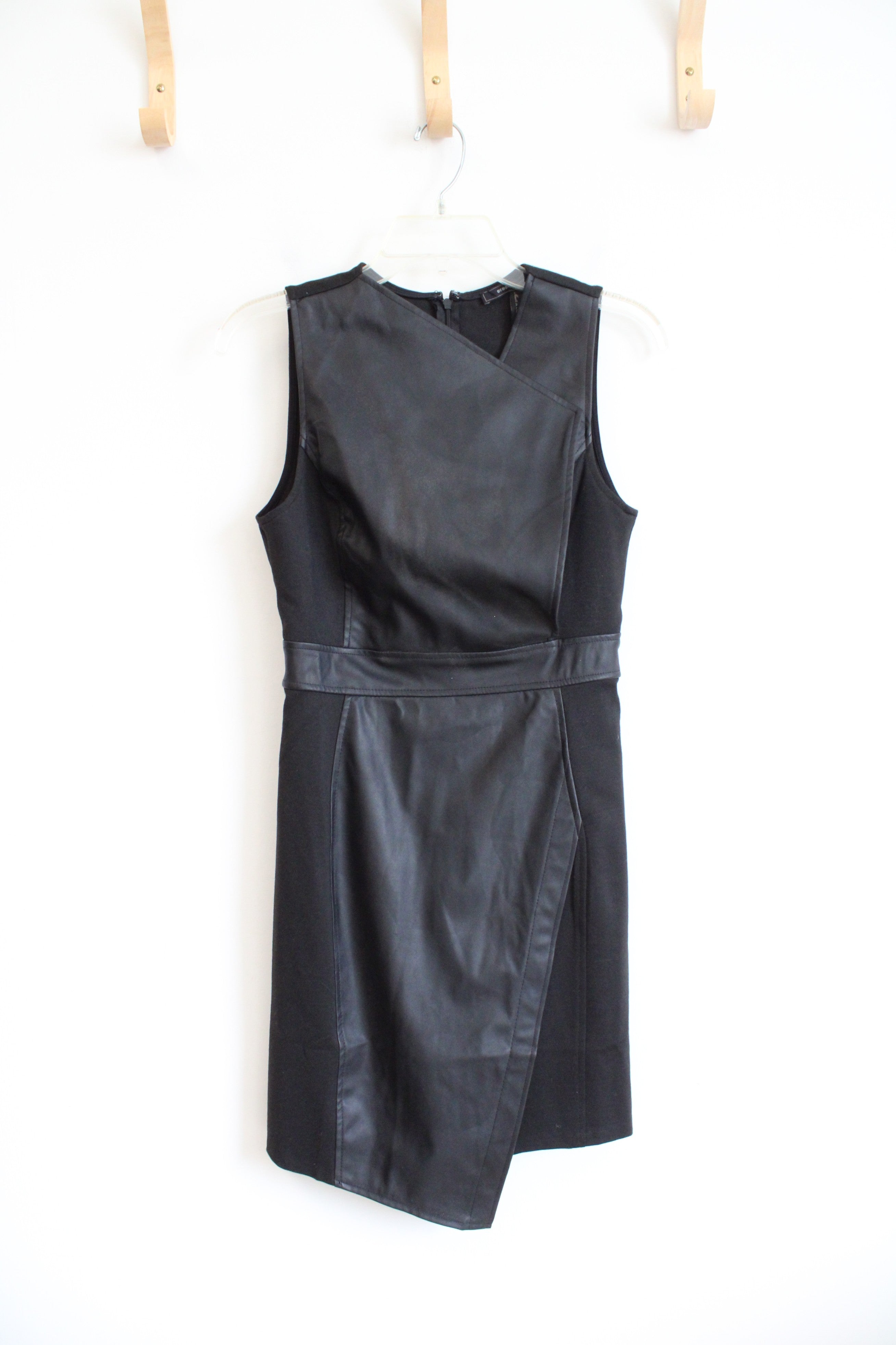 NEW BCBG Maxazria Black Combo Faux Leather Dress | 6 NEW BCBG Maxazria Black Combo Faux Leather Dress | 6